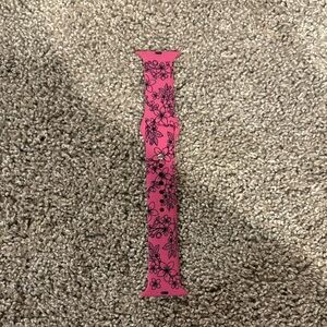 Pink Floral Silicone Watch Band for Smartwatches